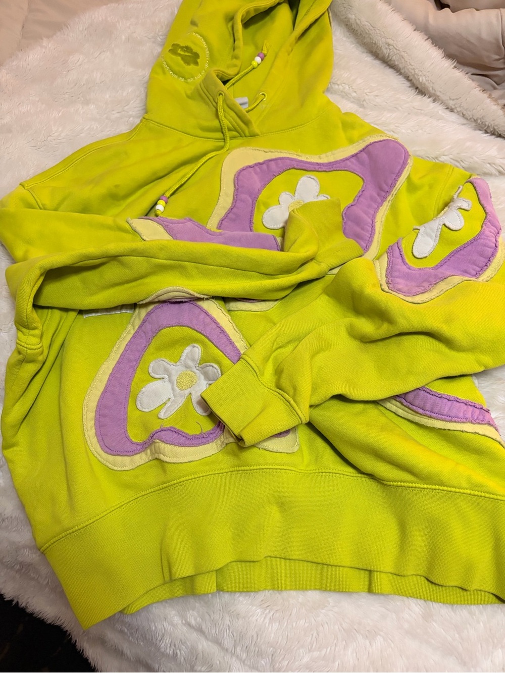 NIKE Bright Lime Floral Appliqué Hoodie Sweater